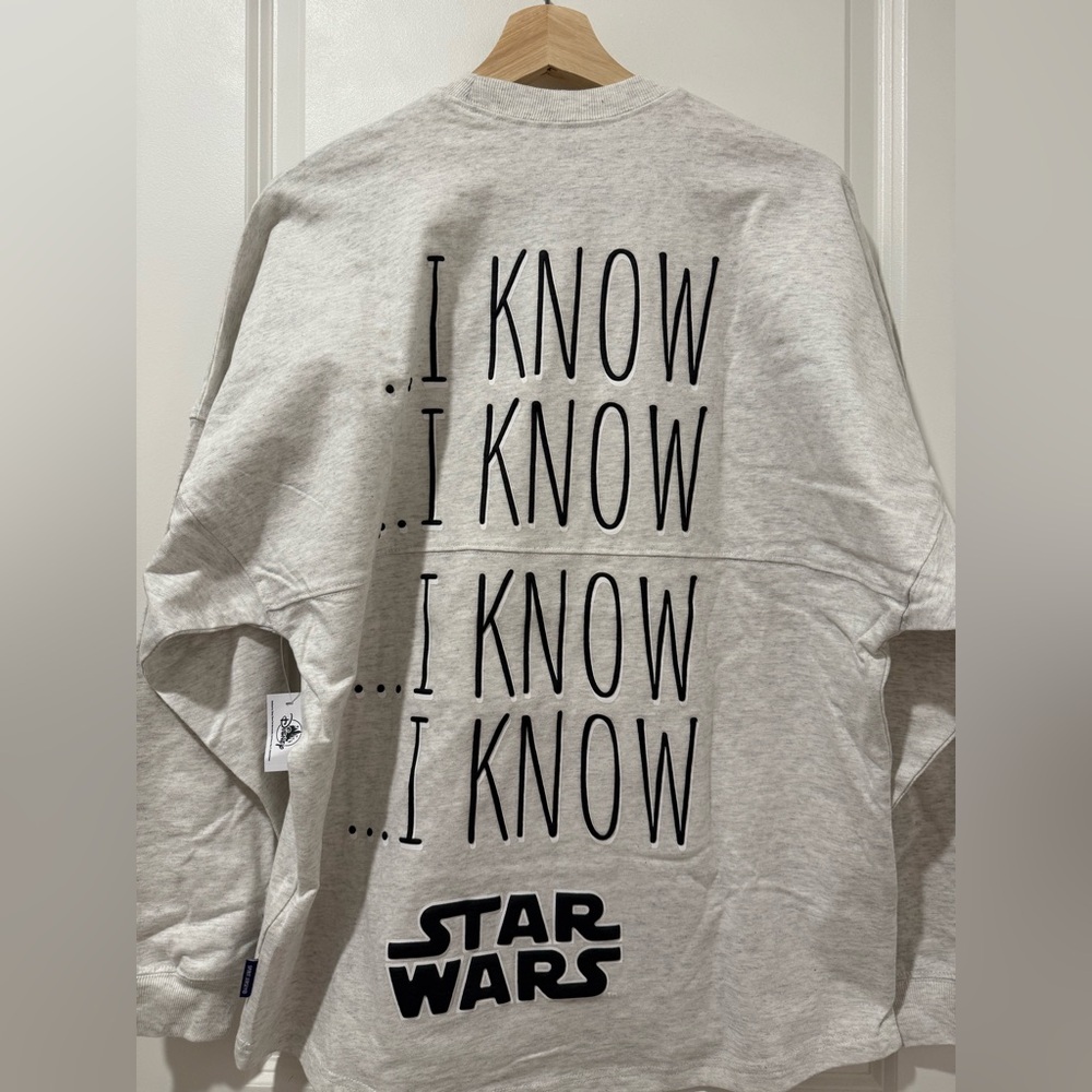 Star Wars Disney Spirit Jersey Han Solo/Princess Leia “I Know” NWT, Unisex Small